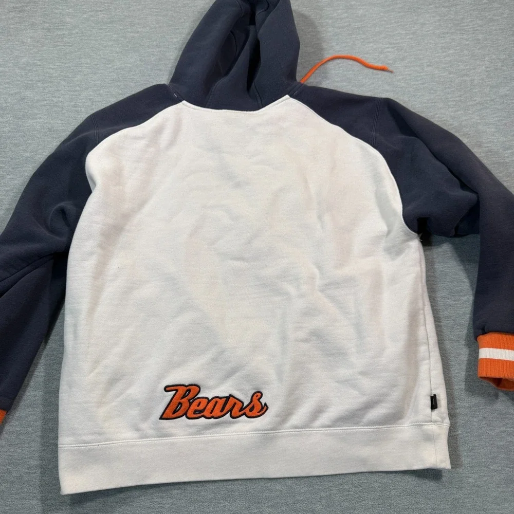 Reebok Hoodie Men L Navy White Bears NFL Gridiron Classic Half Zip Pullover‎